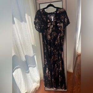 GAP Black Floral Maxi Dress XXL NWT